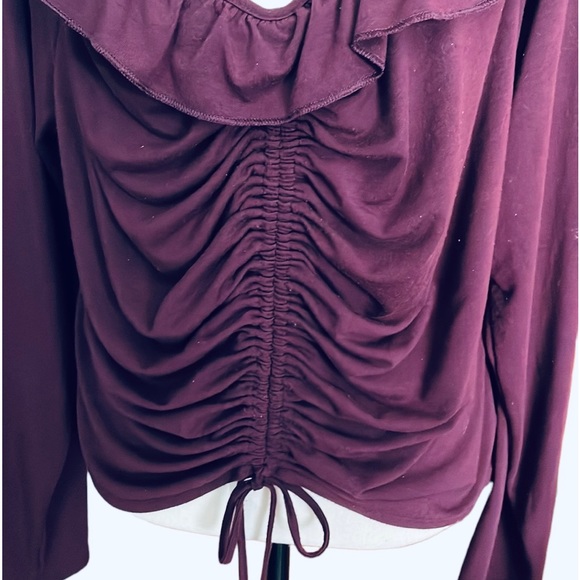 Forever 21 Long Sleeves Dark Purple Ruffled Crop Top Size 3X - Picture 8 of 9